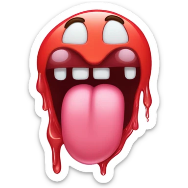 Tongue out emoji with heart eyes and saliva dripping down sticker