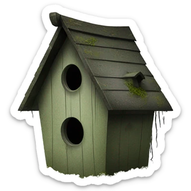 Realistic . Birdhouse. Haunted Addams house. birdhouse slightly mossy and spider webs  sticker