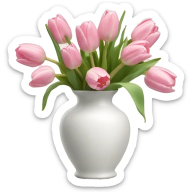 Light pink tulips in white vase sticker