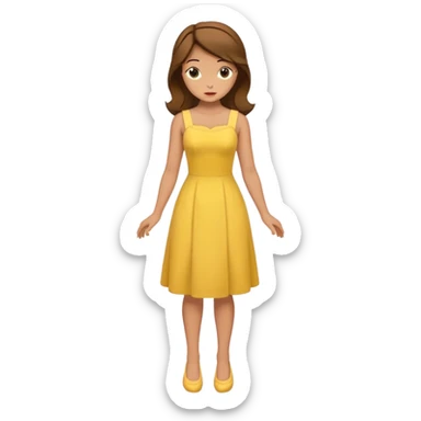full body Belle with yellow dress and brown hair, showing entire figure from head to feet, minimal style sticker