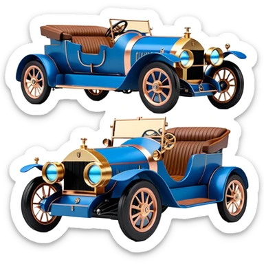  tarnished blue led lights C-3PO ghost buster’s 1927 delicately inlaid rose gold wood barrel accents Model-T x Rolls Royce efficiently powered by futuristic electric motors and dynamos racing wheels while flying rapidly roughening terrain stable on strong agile advanced suspension and steering sticker