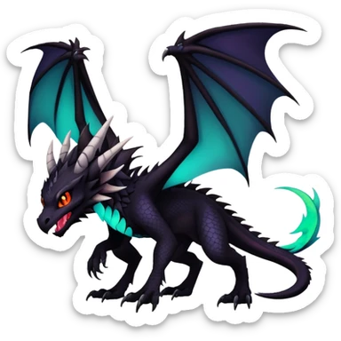 Gothic Badass Edgy Dark Mysterious Mystical Dragon-Beast-Trico-Noivern-Fursona sticker