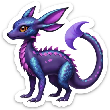 Gothic Scaley Exotic Salandit-Umbreon-Suicune-Fakémon-hybrid-creature (full body), 4 legs sticker
