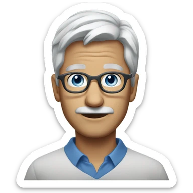 grey hair blue eyes glasses sticker