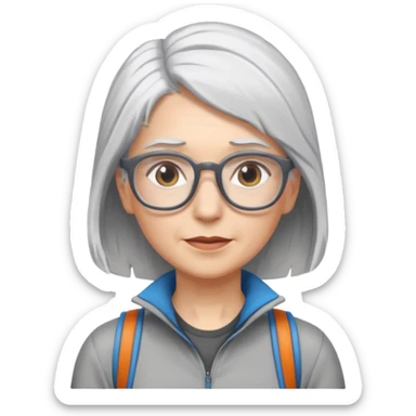climber woman with white/grey hair and glassess sticker