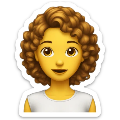 Fille jaune aux cheveux boucles maron sticker