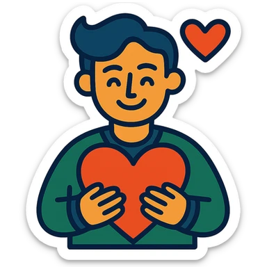 a lover with a heart sticker
