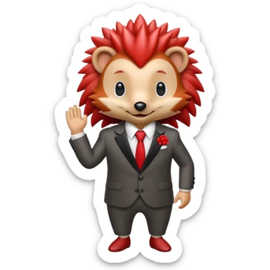  red hedgehog groom suit sticker