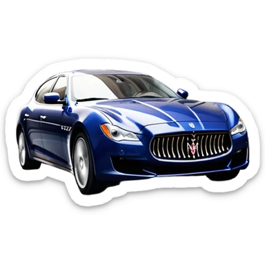 Maserati Quattroporte (2022) – cinematic-realistic Maserati Quattroporte emoji, its striking Italian design turning heads as it effortlessly maneuvers through the streets of Milan. The engine roars with Italian flair, echoing the car's racing heritage while enveloping the driver in an atmosphere of true luxury. sticker