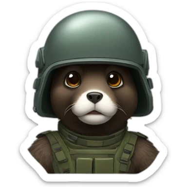 Mole with a combat helmet sticker