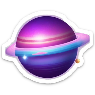 sparkly glittery blue purple and pink gradient planet with a cheesy saturn ring sticker