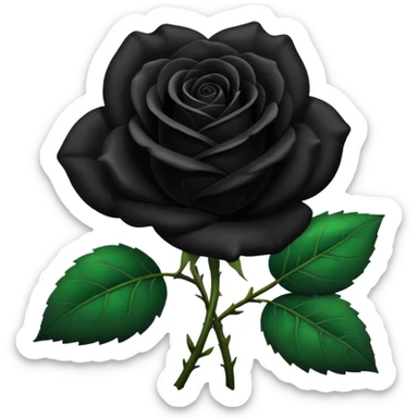 Rosa negra con hojas verdes  sticker