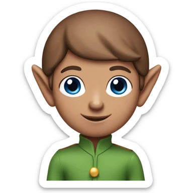Elf on a shelf with brown hair, blue eyes, and pink cheeks sticker