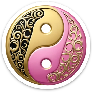 Yin Yang gold and pink sticker