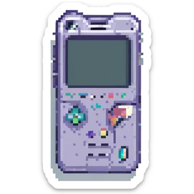 pixel art iPhone, compact and blocky, with a visible screen and outline sticker