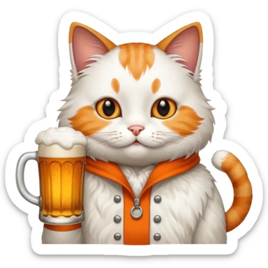cat drinking a beer sticker