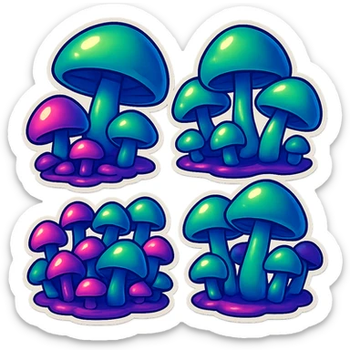 alien mushrooms. make a bunch of mushroom patches like the attached sticker