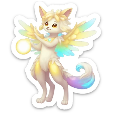 Cute Kawaii Anthro Sona Colorful Ethereal Pretty see Godly Celestial Shiny Fakemon Full Body sticker