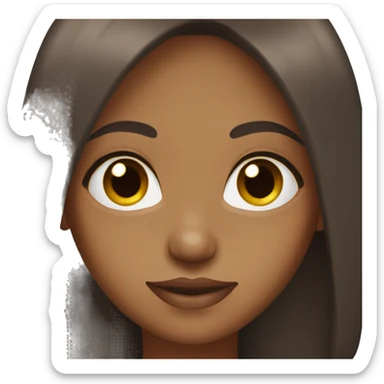 a brown girl with dark brown straight hair round eyes sticker
