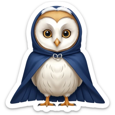 white barn owl in navy blue cloak sticker