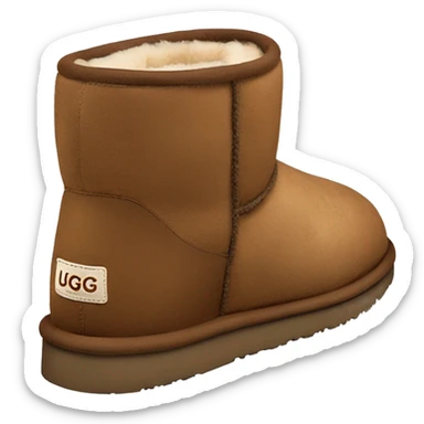 brown cozy short UGG slippers from the side  sticker