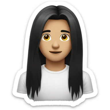 Long black hair teenager boy sticker