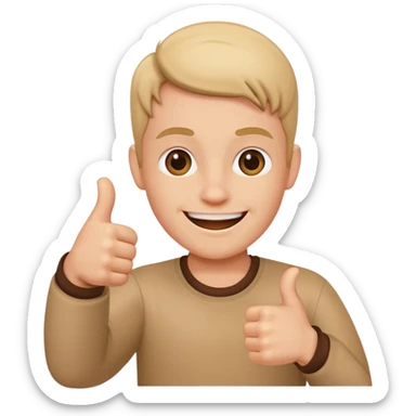 Buat gambar aw shucks yg sedang senang dan berikan jempol sticker