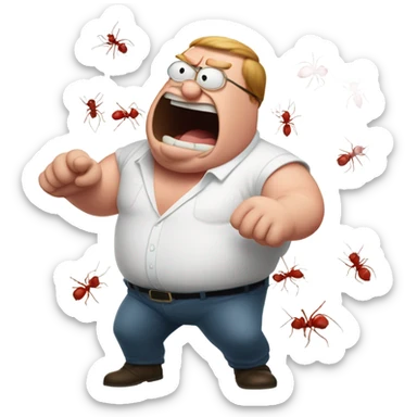 peter griffin fighting with red ants sticker