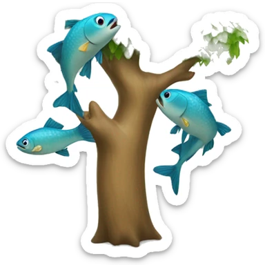 Fishes climbing a tree sticker