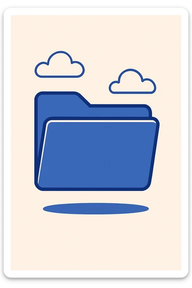 classic MacBook folder icon, blue, subtle shadow, modern flat style sticker