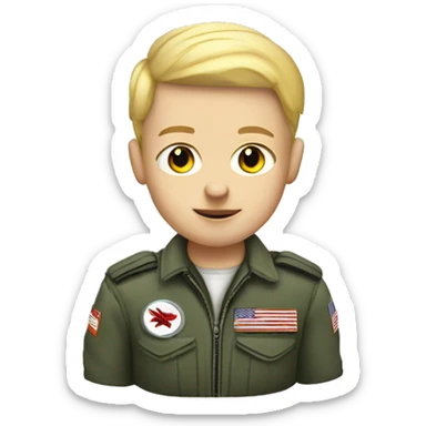 white kid with short blonde hair fighter pilot sticker