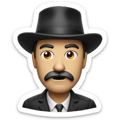 angry man with small black mustache and hat  sticker