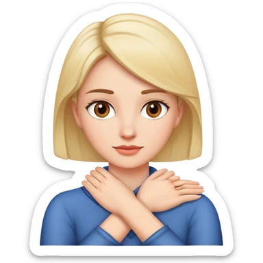 woman with hands crossed around her neck sticker