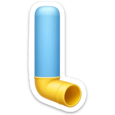 Blue foam tube with yellow ends, front view sticker