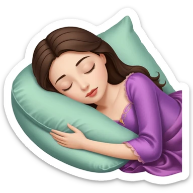 sleeping beauty brunette white girl with a silk pillow sticker