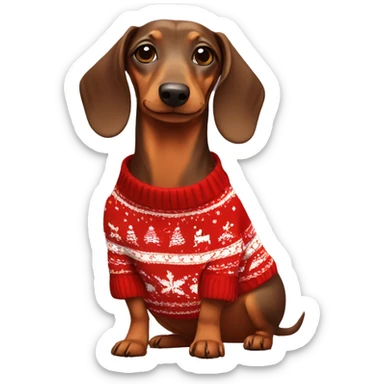 Dachshund wearing Christmas sweater sticker