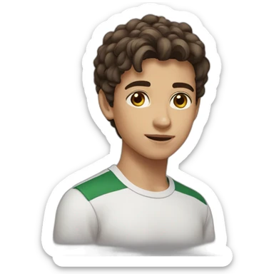 make a 14 years old algerian boy with 2 brown eyes a medium size nose with brown hair not smooth with not big cheeks sticker