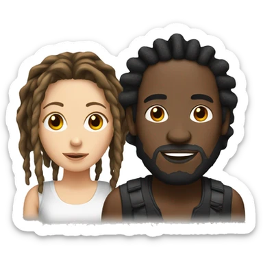 black man with dreads with white woman with dark brown hair  sticker