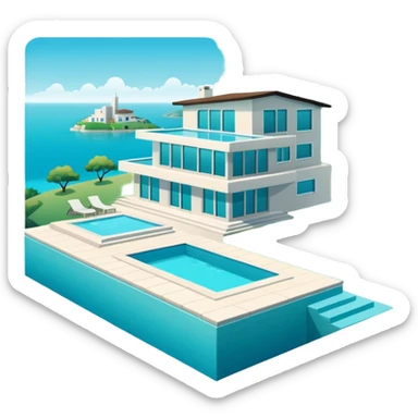 modern house on the hill, with a pool ON THE HILL WITH VIEW OF THE CITY sticker