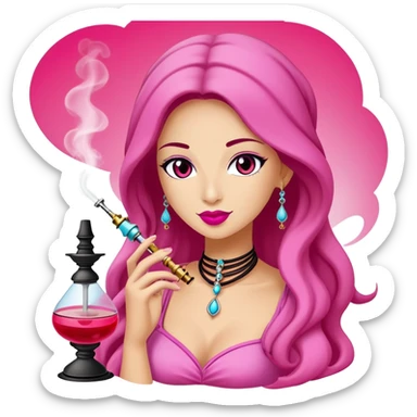 Ein braunhaariges Mädchen was eine Pinke shisha raucht  sticker