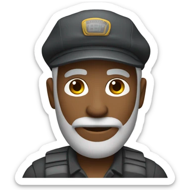 create an emoji of a dark-skinned man taxi driver, with a gray beard and no mustache and wearing a beret. sticker