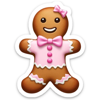 gingerbread man with light pink bow sticker