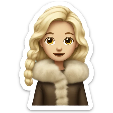 Blonde girl in a fur coat sticker