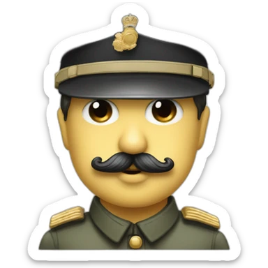Charlie Chaplin with a Little black mustach and with a German military cap sticker