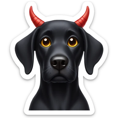 Black Labrador with devil horns sticker