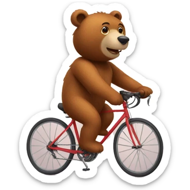 an emoji bear cycling sticker