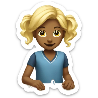 blonde children playing with toys at school sticker