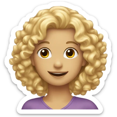 curly blonde girl waving sticker