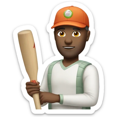 Man with cricket bat and helicopter shot sticker