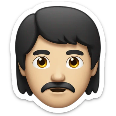 man with black hair side part hair and a little cut mustache angry sticker